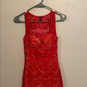 Red lace dress